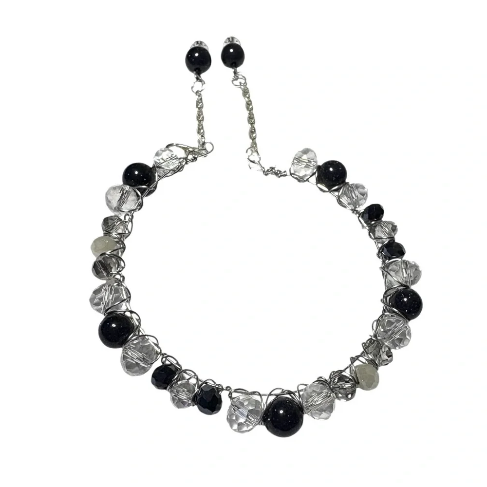 Bracelet with Blue Goldstone and Austrian Crystals Hand Wired - Picture 4 of 8